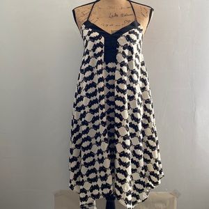 Everleigh Halter Handkerchief Dress Black White Abstract Print Size Small